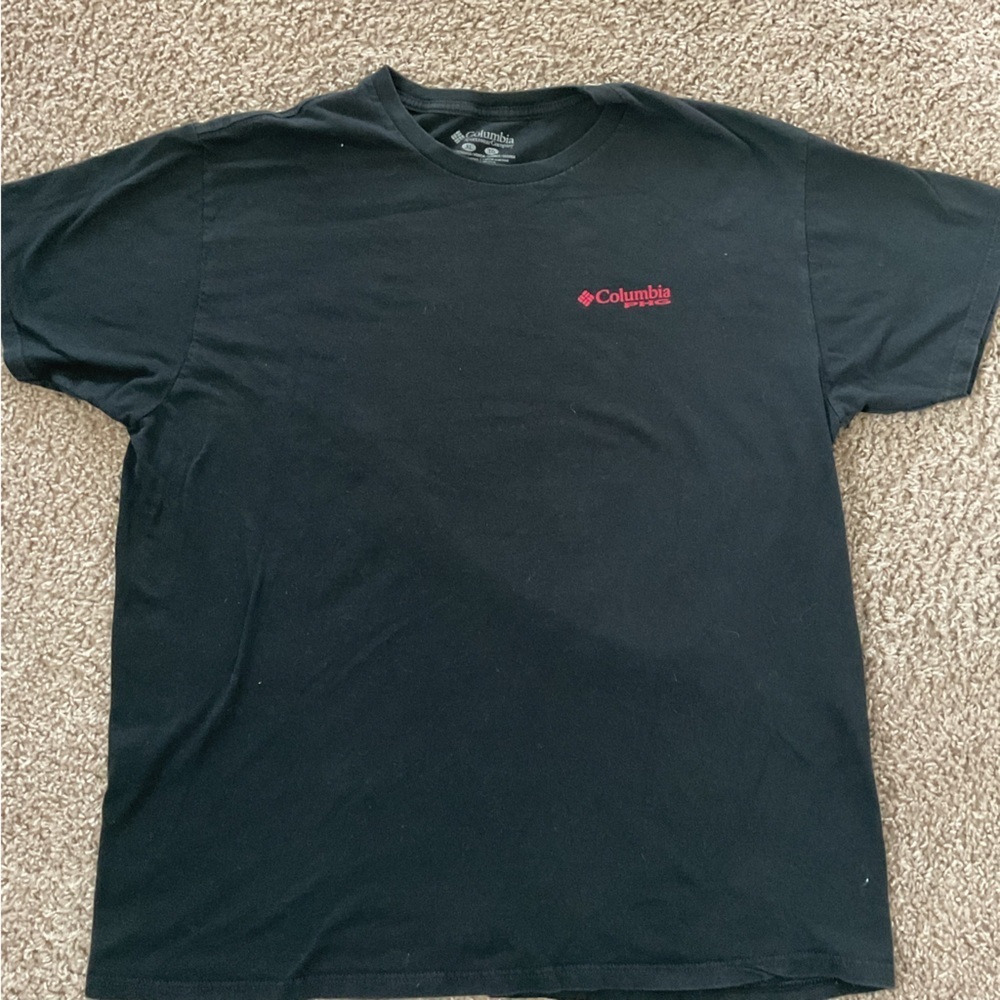 Columbia Black Short-Sleeve Crewneck T-Shirt with Red Logo